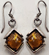 Sterling silver vintage amber earrings