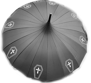 Witchwood pagoda shape white coffin black umbrella/parasol