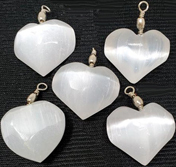Selenite 1 inch gemstone heart pendant