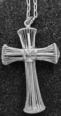 Silver wire cross vintage necklace