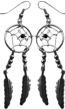 Silver dream catcher earrings