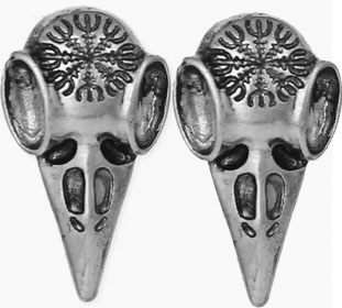 Zad Nordic bird skull silvertone earrings