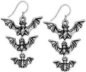 Zad  silver midnight flight triple bats earrings