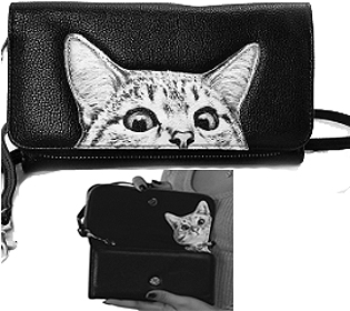Comeco black vinyl Peeking Cats wallet