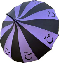 Witchwood pagoda shape bat moon lavender/black umbrella/parasol