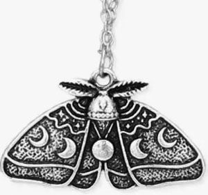 Zad lunar phases silver luna moth necklace