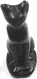 Tiny obsidian bast cat carved gemstone 1 1/2 inches