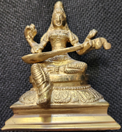Saraswati 4 inch brass statue 