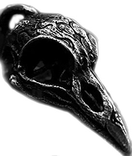 stainless steel rune carved crow pendant