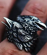 Two headed Viking raven ring