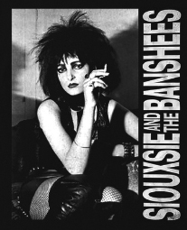 Siouxsie seated with cigarette black unisex black adult mens t-shirt
