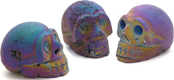 Rainbow titanium gemstone skull 2 inch