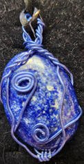 Sodalite wire wrapped 1 1/2 inch gemstone cabachon necklace