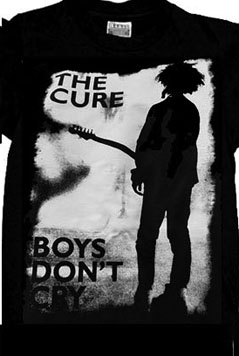 The Cure Boys Dont Cry white ink on black mens adult tee design