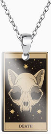 Death cat tarot pendant necklace