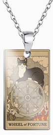 The Wheel of Fortune cat tarot pendant necklace
