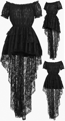 Daisy black high low lace short sleeve maxi dress