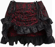 Daisy black/red ruched brocade bustle mini skirt