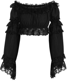 Daisy black smocked flare sleeve peasant top