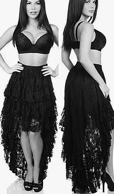 Daisy black high low lace skirt.