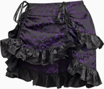 Daisy purple black brocade ruched bustle mini skirt