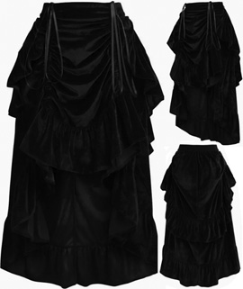 Daisy black vlvet adjustable hi low bustle skirt