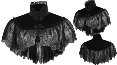 Daisy black velvet and lace capelet