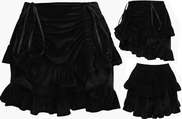 Daisy black velvet ruched mini skirt