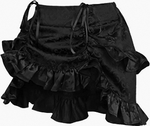 Daisy black brocade ruched bustle mini skirt