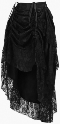 Daisy black lace adjustable high low bustle skirt