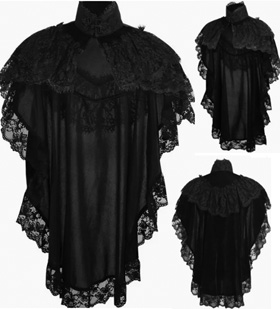 Daisy tapered black velvet and lace capelet