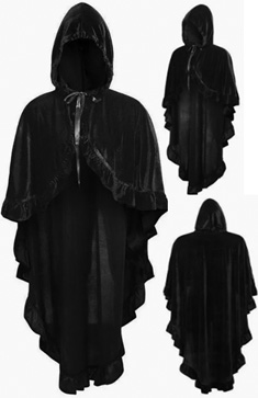 Daisy black velvet hooded ruffled cape