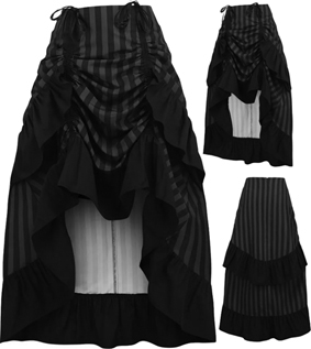 Daisy black black grey stripe adjustable high low skirt
