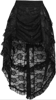 Daisy black lace ruched front hi low skirt