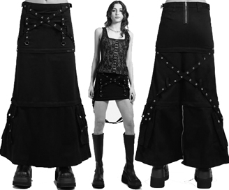  Tripp NYC Triple Zip Off Black maxi skirt