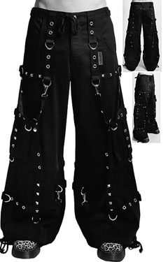 Tripp NYC mens/unisex black Strap It zip off wide leg pant