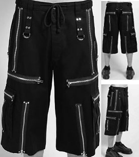 Tripp men's/unisex black cotton Super Zip wide leg shorts