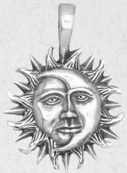 Pewter sun moon necklace