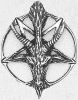Pewter Pentacle of the Goat pendant necklace on cord