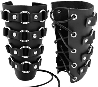 Funk Plus ring leather gauntlet with corset lace up