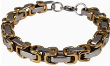 Stainless steel large two tone link bracelet
