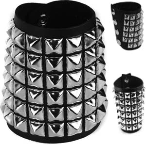Funk Plus 6 row pyramid stud genuine leather bracelet