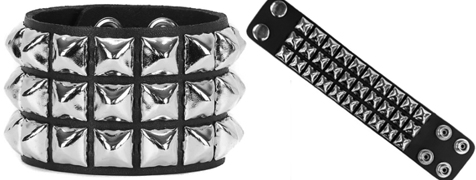 Funk Plus 3 row 1/2 inch pyramid stud snap leather bracelet 