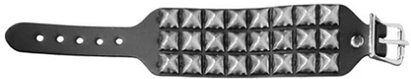 Funk Plus 3 row 1/2 inch pyramid stud buckle leather bracelet 
