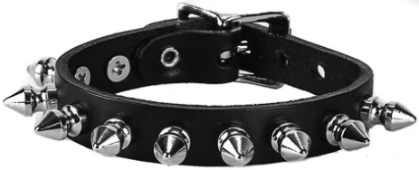 Funk Plus 1/2 inch chrome spike snap 1/2 wide leather bracelet