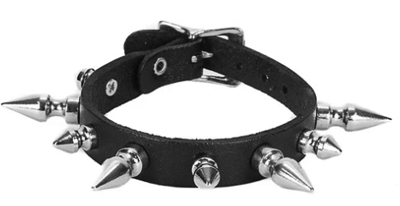 Funk Plus 1/2 inch and 1 inch spike 1/2 inch wide buckle leather bracelet