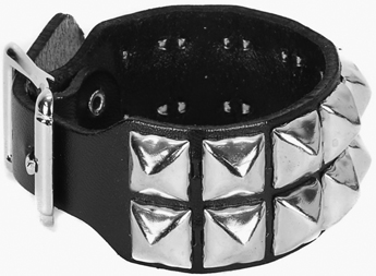Funk Plus leather 2 row 1/2 inch pyramid stud buckle bracelet