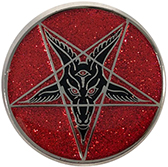Kreepsville red Glitter Goat Baphomet enamel pin