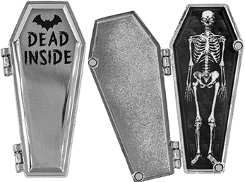 Kreepsville Dead Inside cofin enamel pin