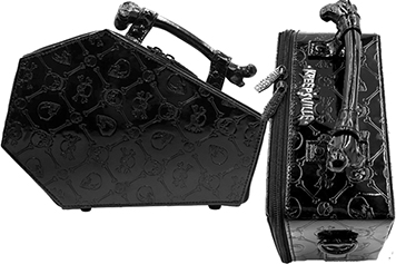 Kreepsville embossed patent skull crossbones coffin purse
